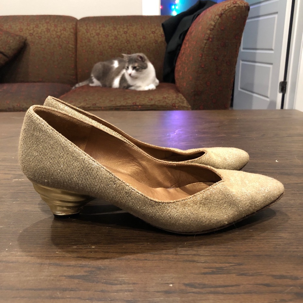 Bruno Magli shoes with gold kitten heel